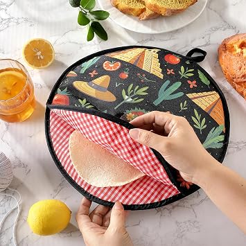 COKUMA 12 Inch Tortilla Warmer, Microwave Safe Tortilla Warmer Pouch, Thick Insulated Fabric and Lightweight Keeps Tortillas Warm for Picnic or Taco Night
