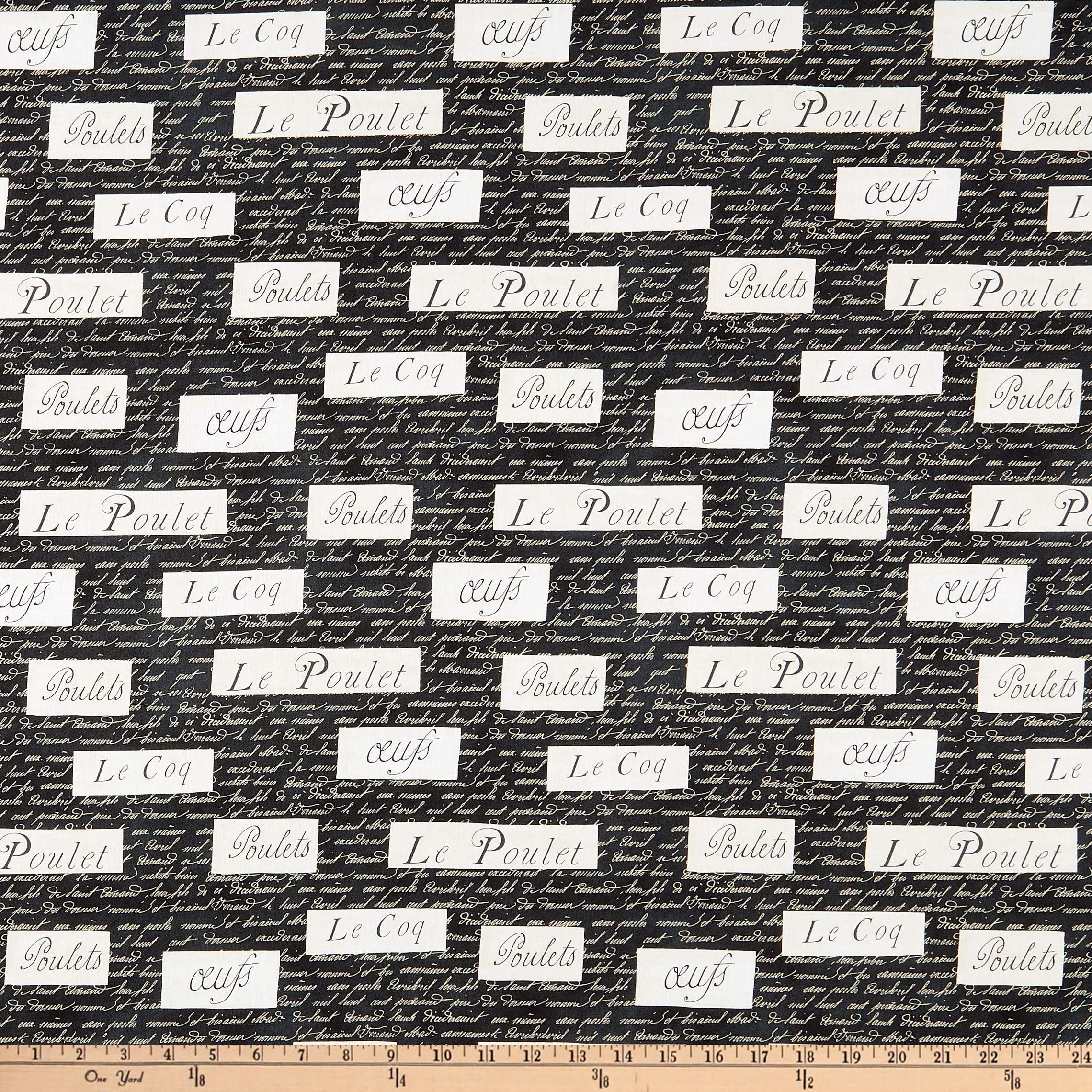 Whistler Studios Les Poulets Encore Les Poulets Words Cream Fabric by the Yard