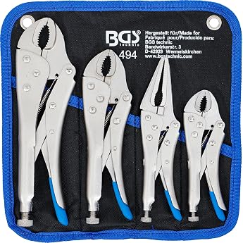 BGS 494 Grip Pliers Set 4 Pieces Adjustable Contact Pressure