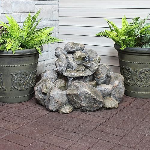 Miniatura 4 de Sunnydaze Rocky Ravine - Fuente de agua eléctrica para exteriores, de 18 pulgadas, con bomba sumergible, para jardín, patio, terraza