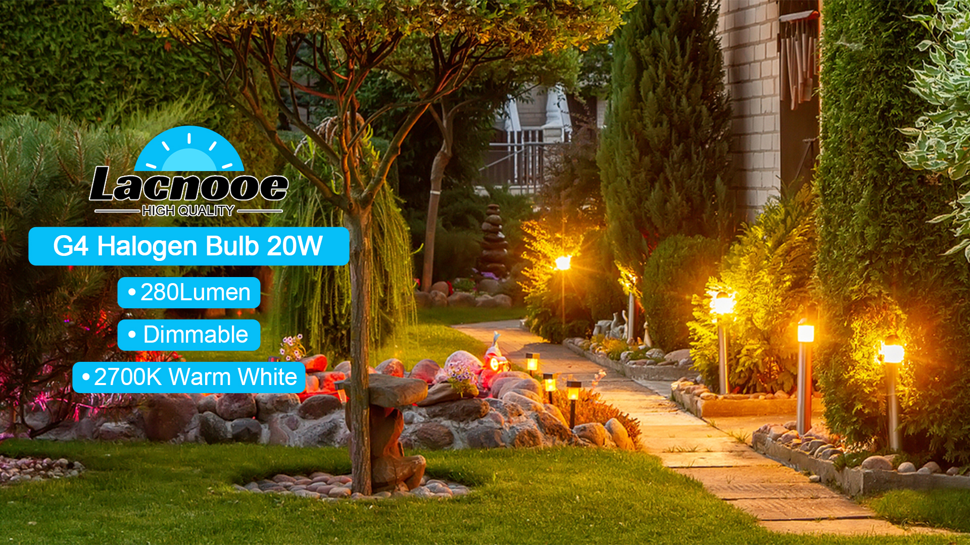 Lacnooe G4 Halogen Bulb 20W, 12 Pack Dimmable G4 Light Bulb for