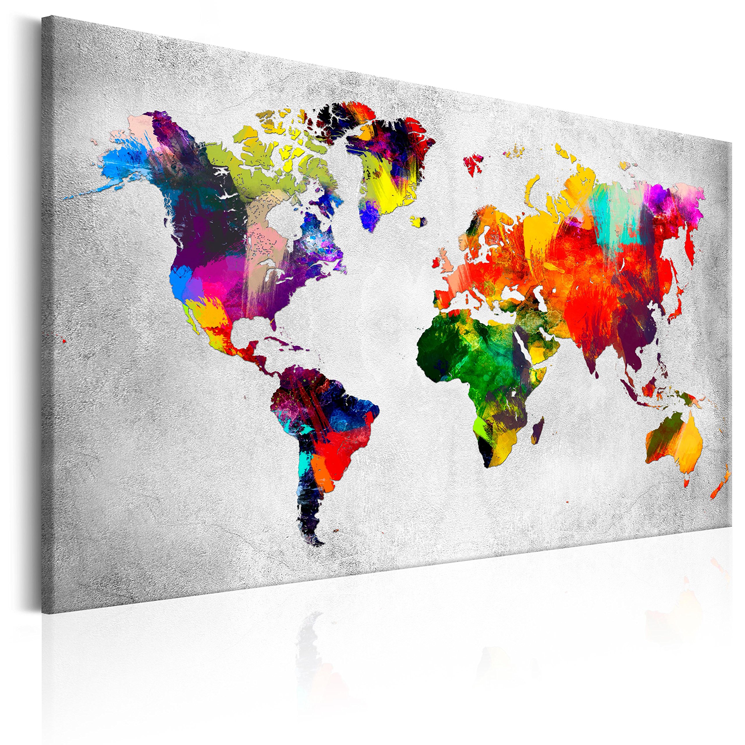 murando - Pin Board World Map 120x80 cm/48"x32" 1 piece Cork Board On Non-Woven Material XXL Memo Notice Board Pins Included Vision Board Images Pictures Home Decor Wall - Travel Gift k-A-0120-v-a