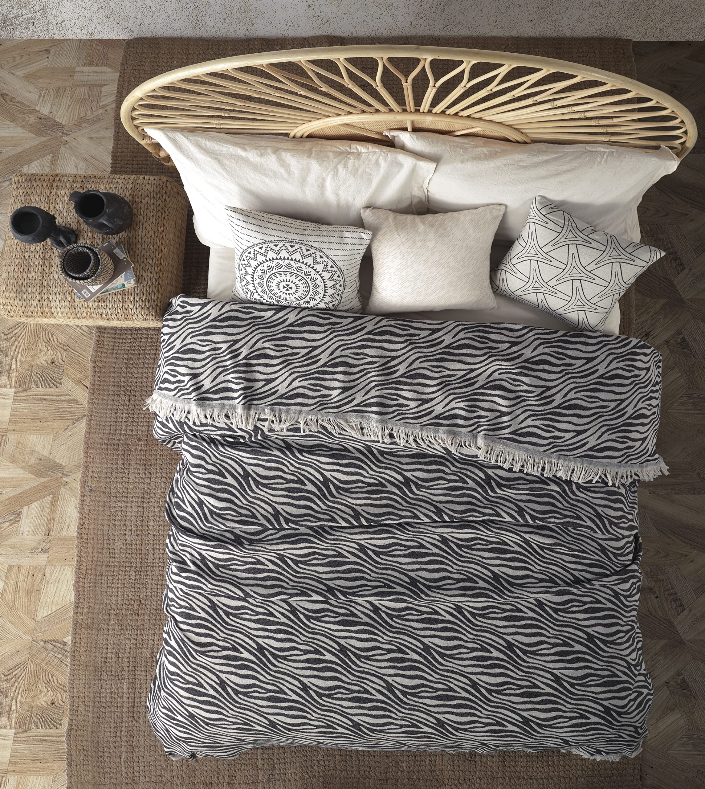 Copriletto Sera In Cotone Riciclato Oeko-Tex® - Extra Large 200x230cm, Reversibile, Colore Seppia - Foto 3