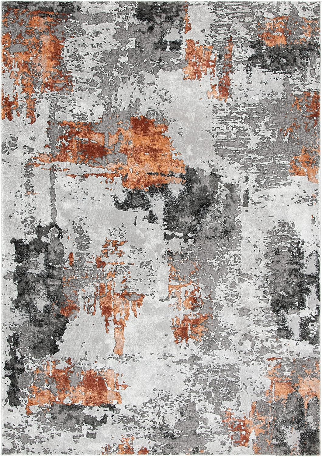 SAFAVIEH Craft Collection 6'7" x 9' Grey/Orange CFT820P Modern Abstract Non-Shedding Living Room Dining Bedroom Area Rug