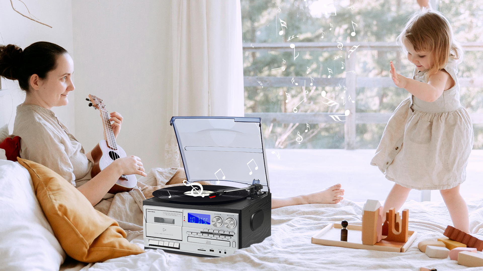 Amazon.com: MUSITREND 9 in 1 Record Player with External Speakers