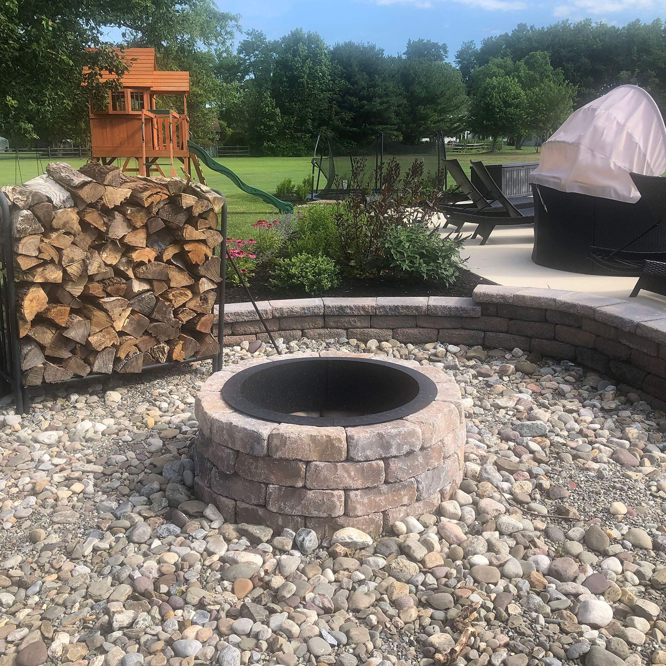 Sunnydaze Fire Pit Ring Insert HeavyDuty 2mm Thick Steel Outdoor