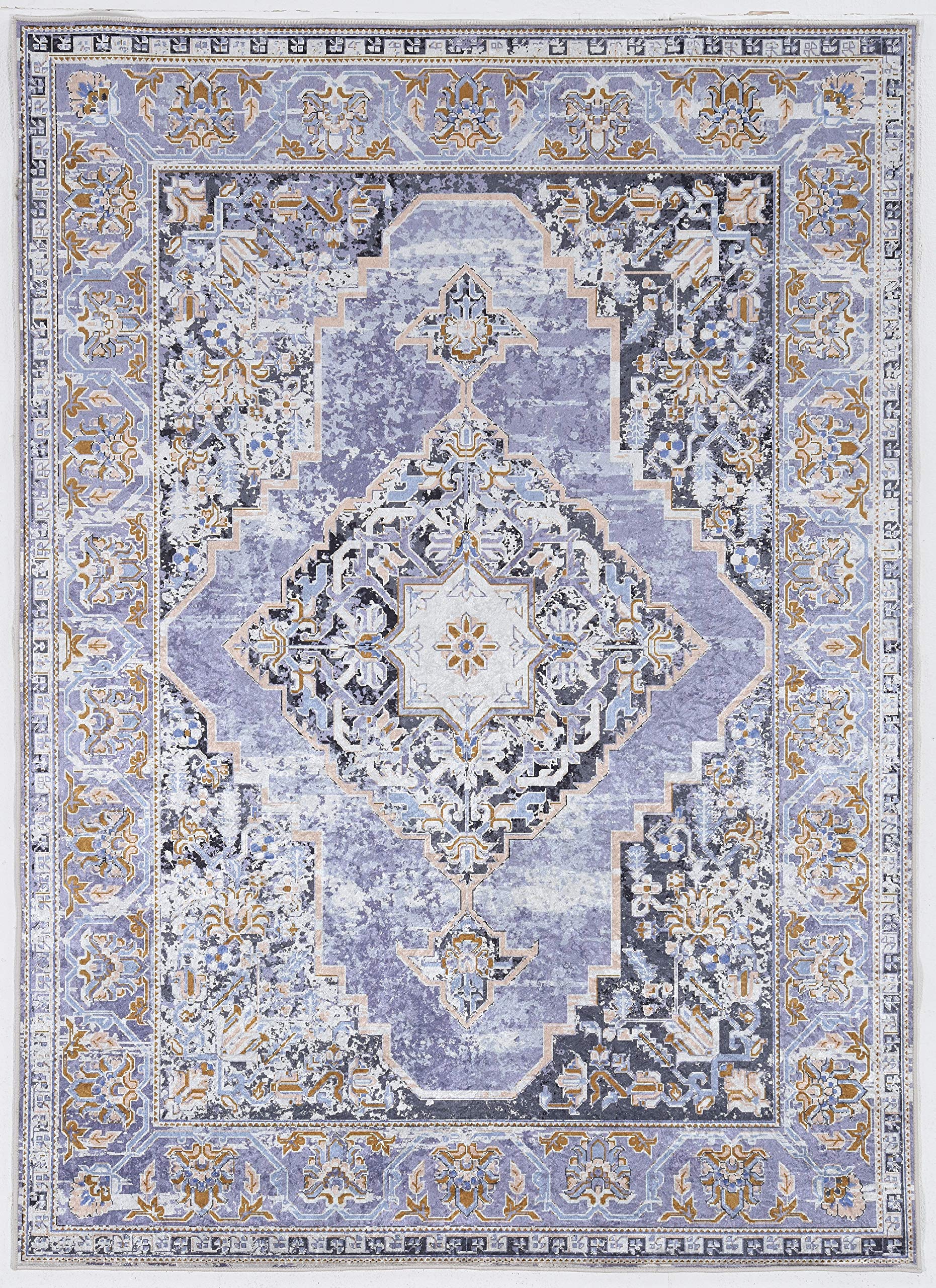 Linon Home Decor Products Honora Lockhart Lavender/Grey 6'7" x 9'7" Area Rug