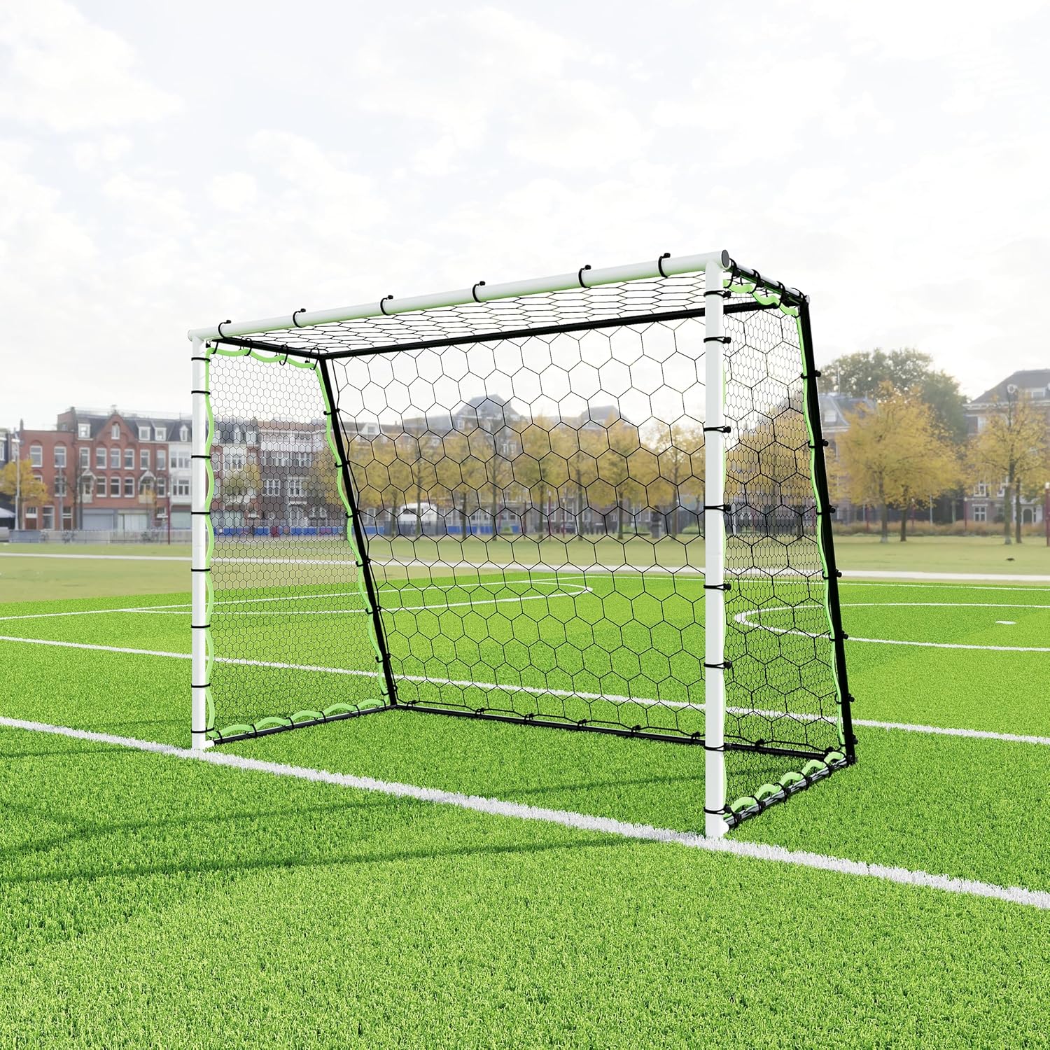 3-in-1 Soccer Rebounder Net & Goal, Dual-Function Football Trainer (7x5ft/12x6ft), Fast Rebound Net, Heavy-Duty Steel Frame, Portable & Weather-Resistant for Backyard/Field, All Ages & Levels