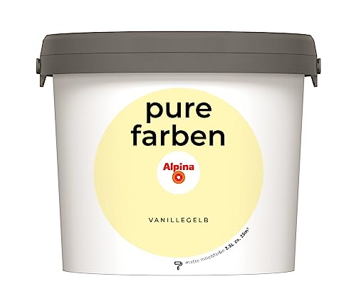 Alpina Peinture murale pure - Jaune vanille - Peinture intérieure résistante et respirante - Économique, bien couvrante et nettoyable - 2,5 l