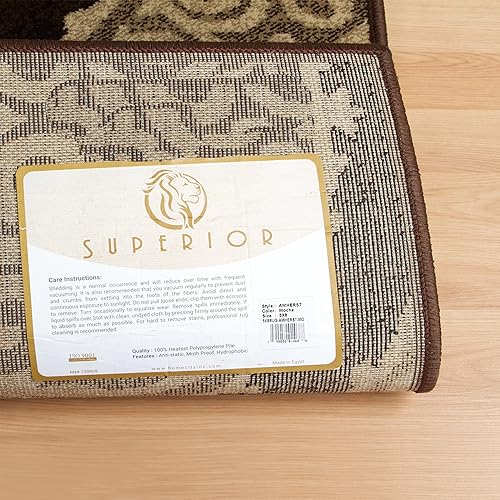 Miniatura 4 de SUPERIOR Designer Amherst Collection - Alfombra de área de 0.394 in de altura con respaldo de yute, patrón de medallón de damasco desplazado, color