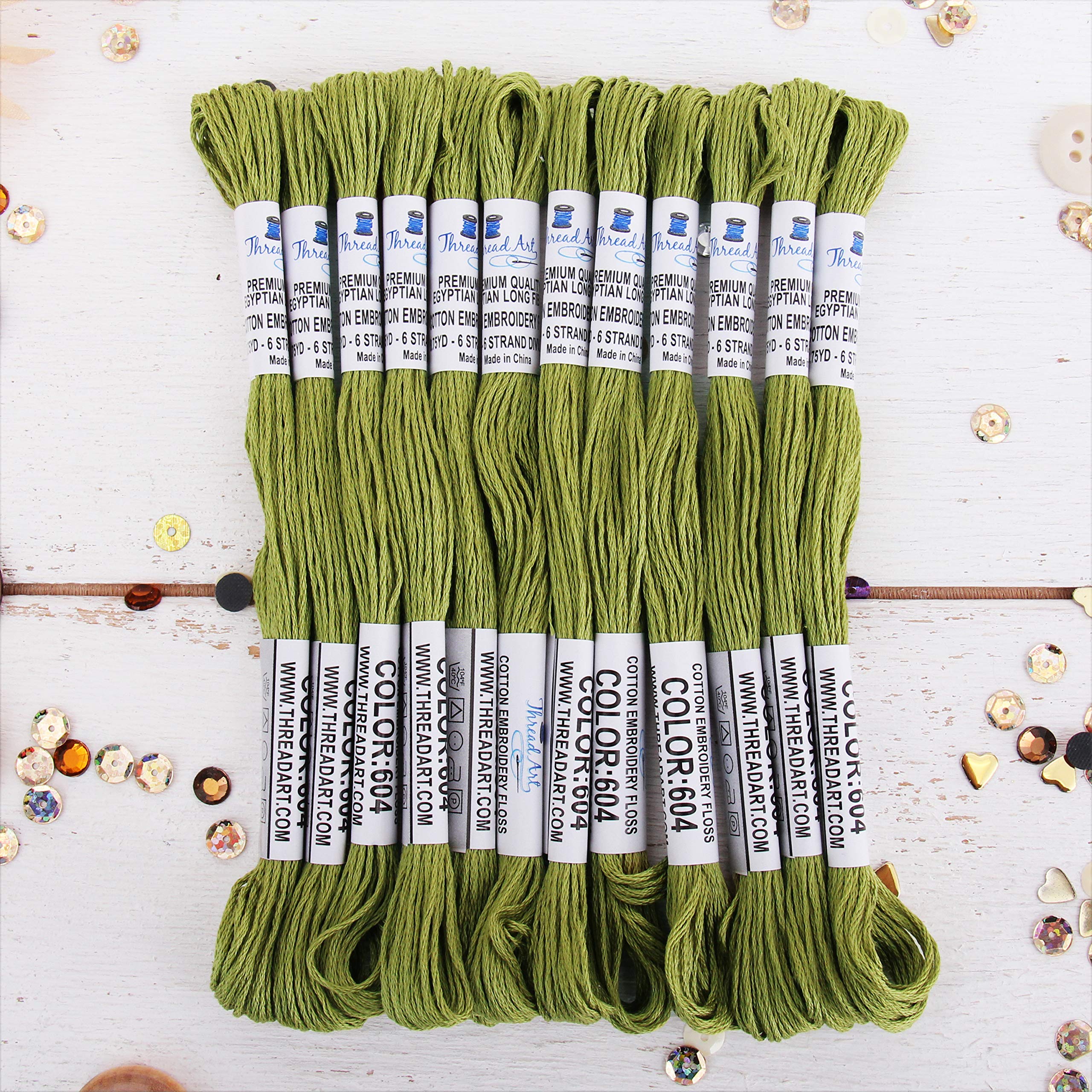 12 Skeins ThreadArt Cotton Embroidery Floss, Avocado