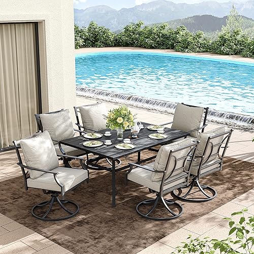 Miniatura 5 de Grand patio Juego de comedor de patio al aire libre para 2, 2 sillas de comedor giratorias, juego de muebles de exterior con cojines de olefina,