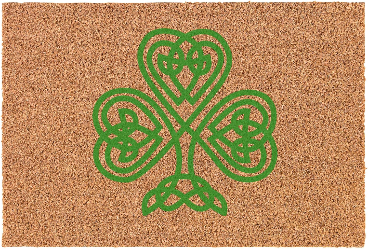 Coir Doormat Front Door Mat New Home Closing Housewarming Gift Green Celtic Clover (30" x 18" Standard)