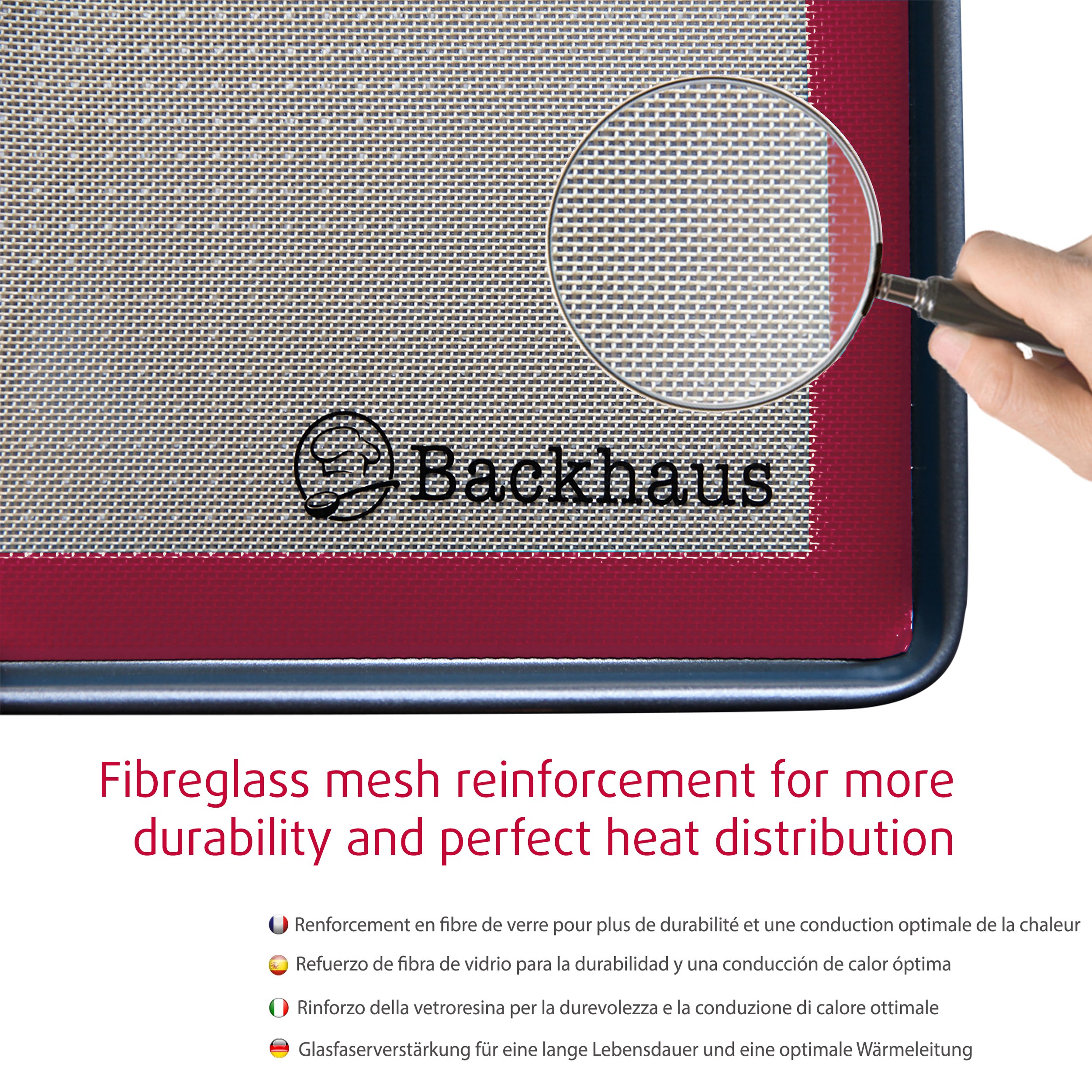 Backhaus FelxBakeTapis de Cuisson Anti-Adhérent en Silicone et Fibre de Verre [Lot de 2], Feuille de Cuisson et Pâtisserie de Standard Restauration