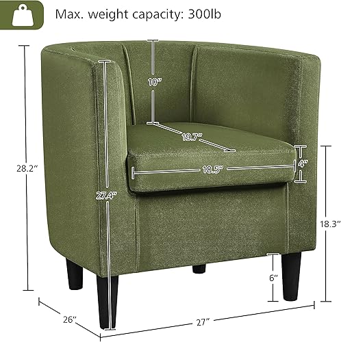 Miniatura 21 de Topeakmart Silla de club de terciopelo, estilo elegante, sillón tapizado para sala de estar, recepción, dormitorio, gris Gris,Beige,Azul,Verde