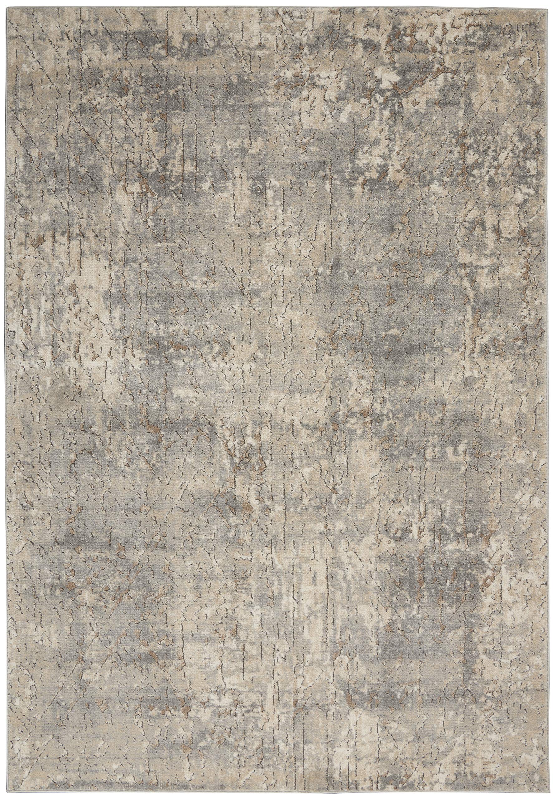 Nourison Concerto Abstract Beige Grey 3' x 5' Area Rug, Easy Cleaning, Non Shedding, Bed Room, Living Room, Dining Room, Kitchen (3x5)