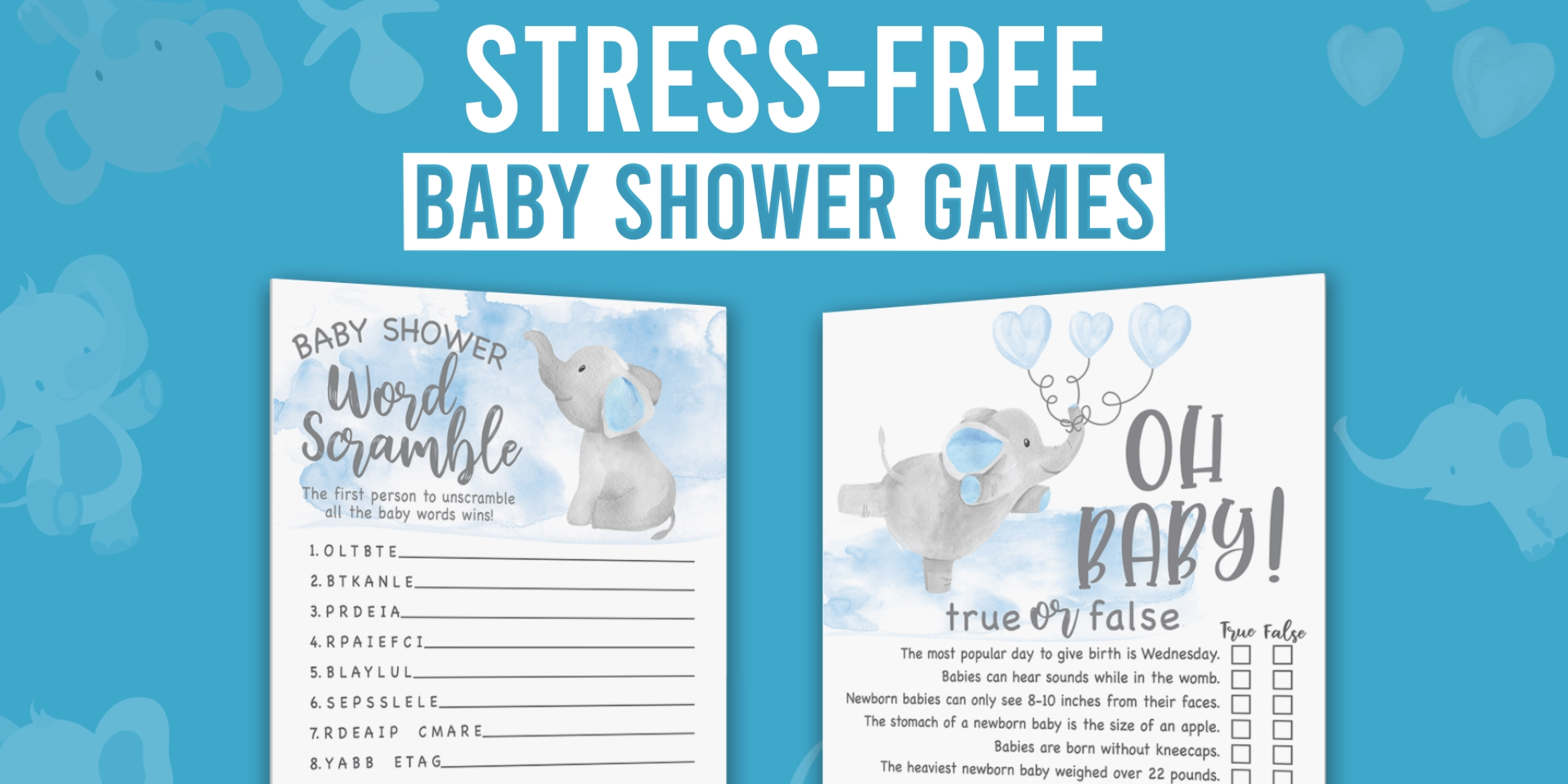 Blue Elephant Baby Shower Games For Boys - 2 Games on Amazon Live