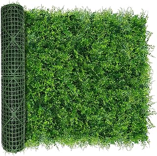 Greenery Faux Grass Wall Backdrop: 48"x128" (43 SQFT) UV-Anti Artificial Green Boxwood Panel for Patio Balcony Privacy & Ivy Fence Covering Privacy, Garden, Backyard Wall Backdrop Decor