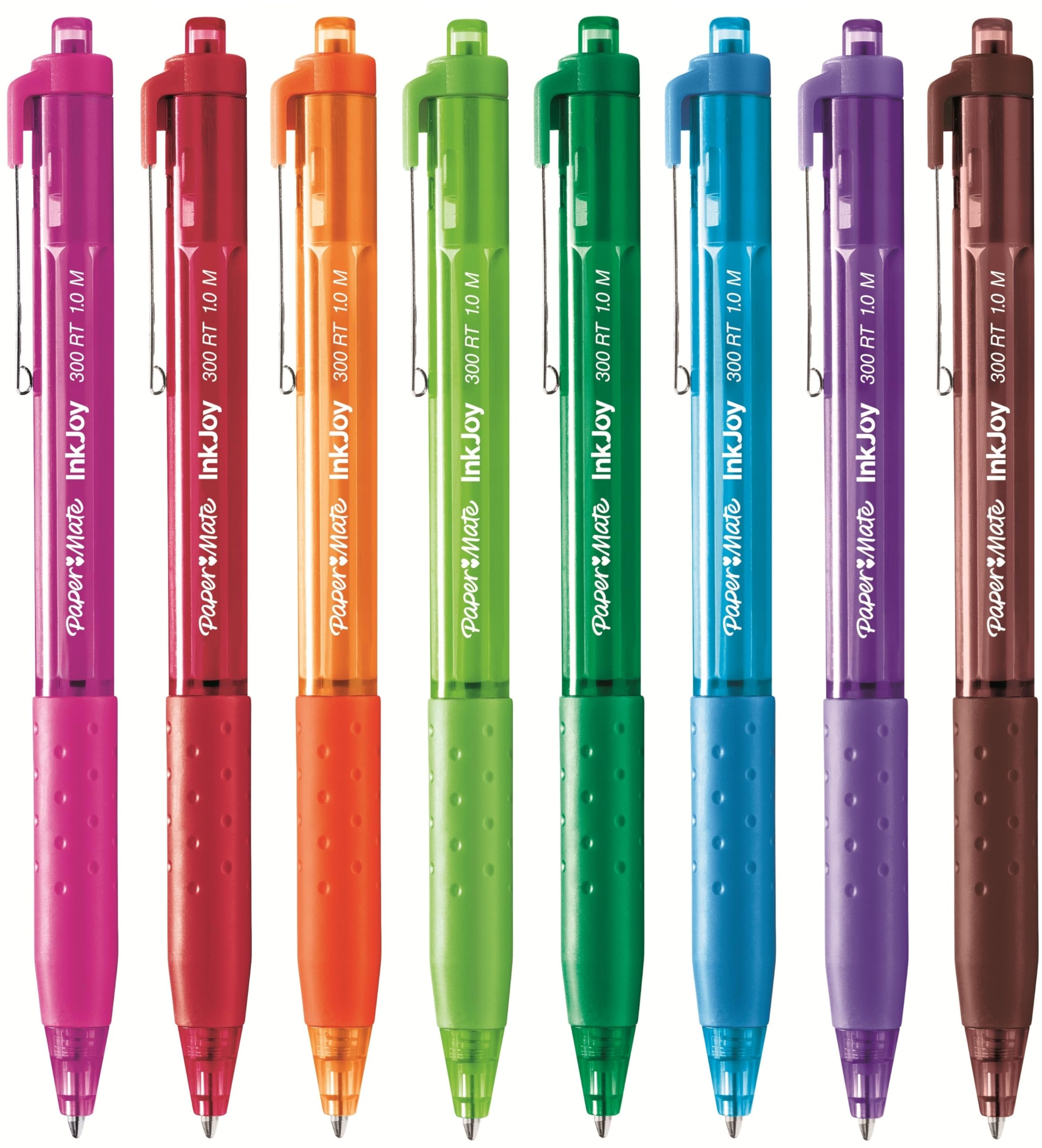 Paper Mate InkJoy 300RT Retractable Ballpoint Pens | Medium Point | Assorted Fun Ink Colours | 8 Pack | Ultra Smooth Ink