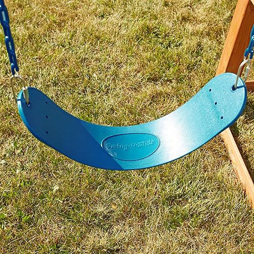Miniatura 3 de Swing-N-Slide WS 5102 - Juego de 2 asientos de columpio azules con anillotrapecio, paquete de actualización de columpios, color azul