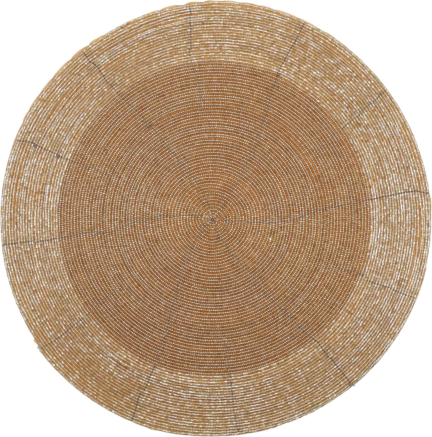 Beaded Placemats for Dining Table Dia 13 inches- Gold Tonal,Wire Beaded Placemats Round for Gathering, Thanksgiving - Occasional Decoration and Family Parties Celebrations.Set of 4