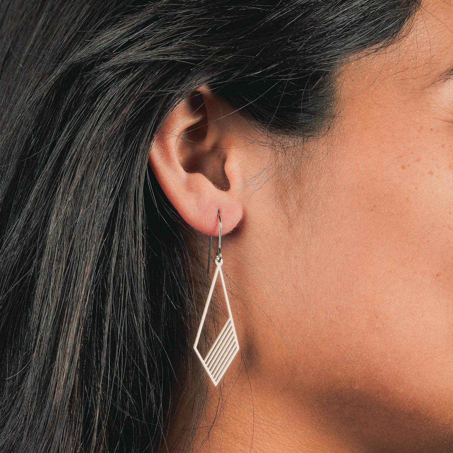 Large Silver Stainless Steel Bohemian Geometric Earrings | Boho Tribal Statement Jewelry for Women