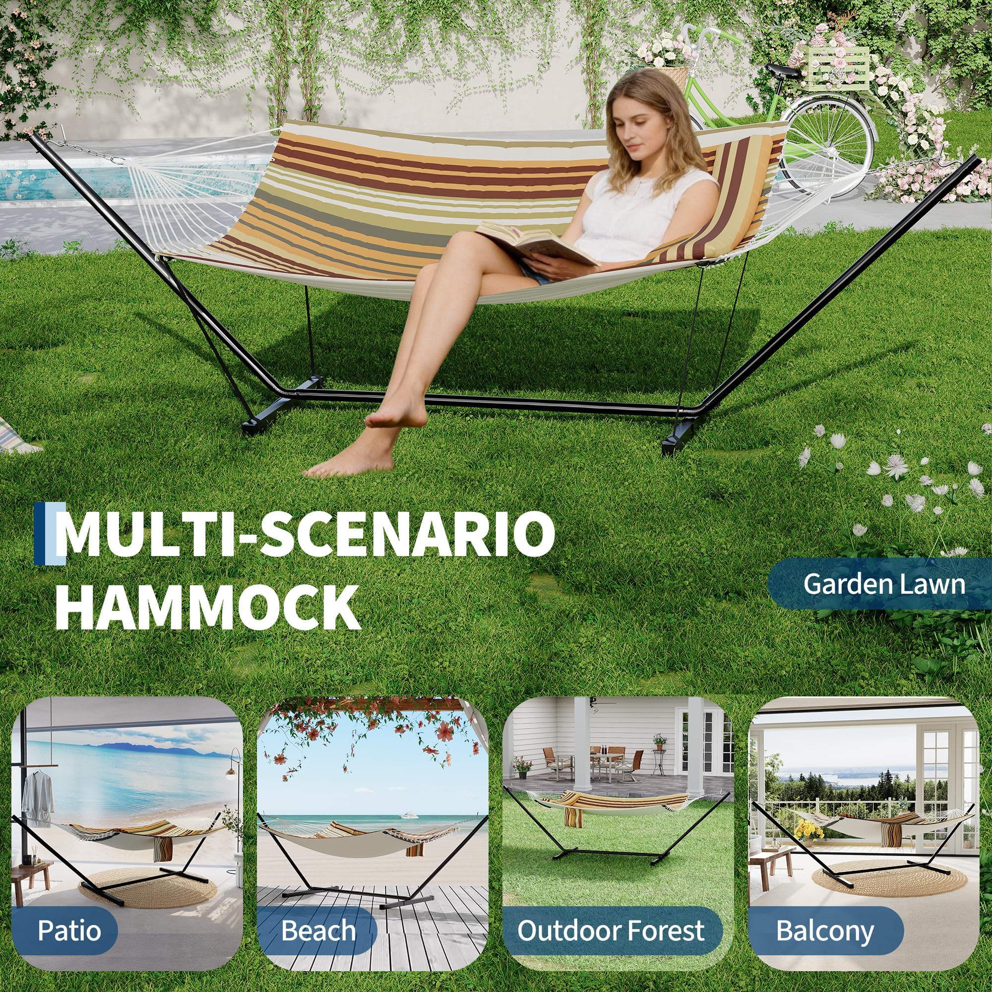 Zstar Hamaca Doble con Soporte y Almohada para 2 Personas