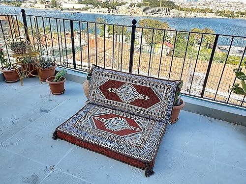 Miniatura 13 de Loveseats, Sectional Sofa, Arabic Sofa Floor Seating Set, Pallet Sofa, Floor Cushions, Turkish Floor Sofa, Arabic Majlis, Kilim Rug Design (Blue)