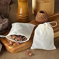 Vista 8 de 20 bolsas de té reutilizables, bolsas vacías de muselina con cordón, bolsas de especias para cocinar, té suelto, hierbas, algodón natural