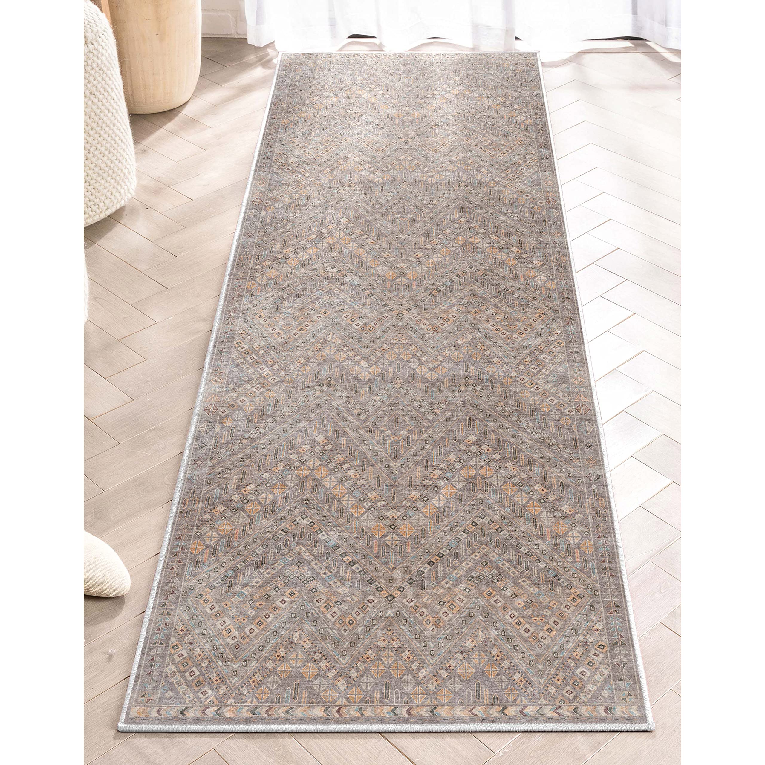 Well Woven Asha Collection Elegant Charcoal Grey Tribal 3x10 Runner Rug Perfect for Hallway or Entryway Ideal for High-Traffic Areas with
