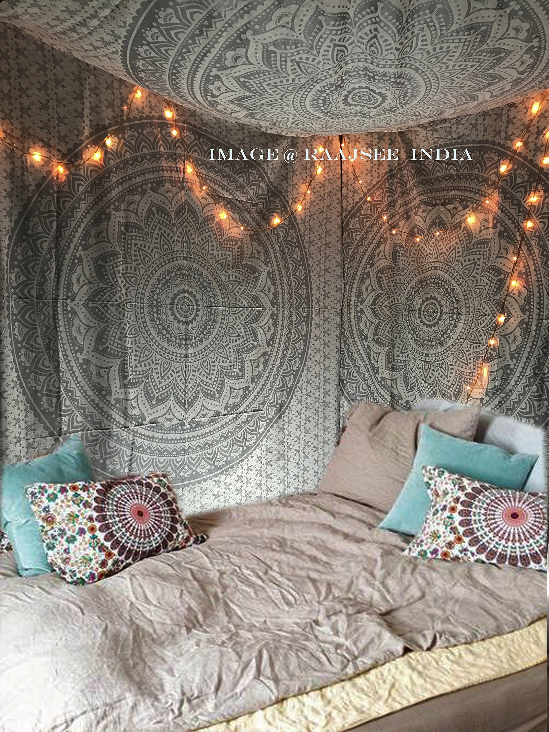 Tapisserie murale Hippie indienne Mandala, couvre-lit double suspendu