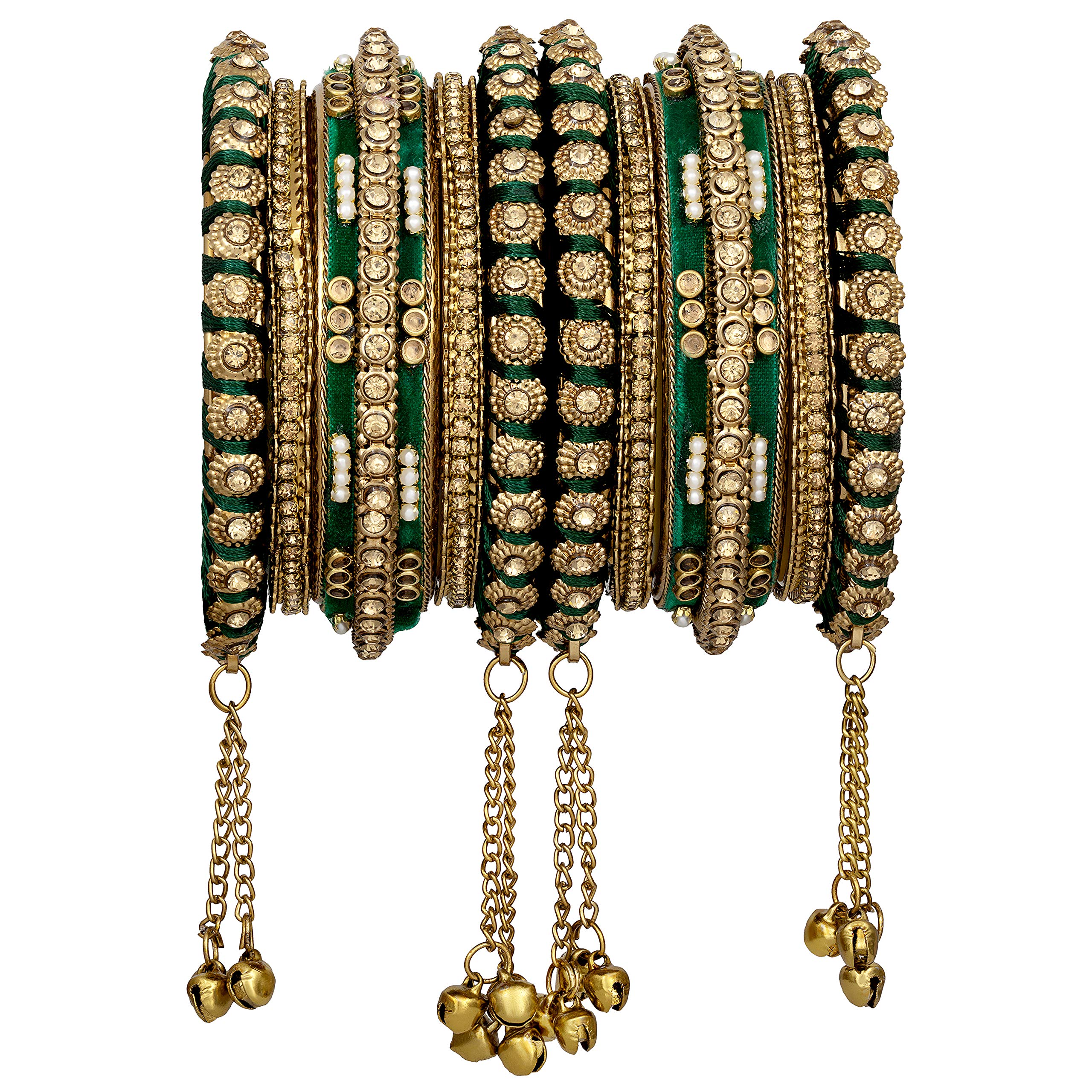 PEORAGold Plated Faux Kundan Studded Ethnic Bangles With Latkan Jewellery Gift for Women | Size - 2.6 inch