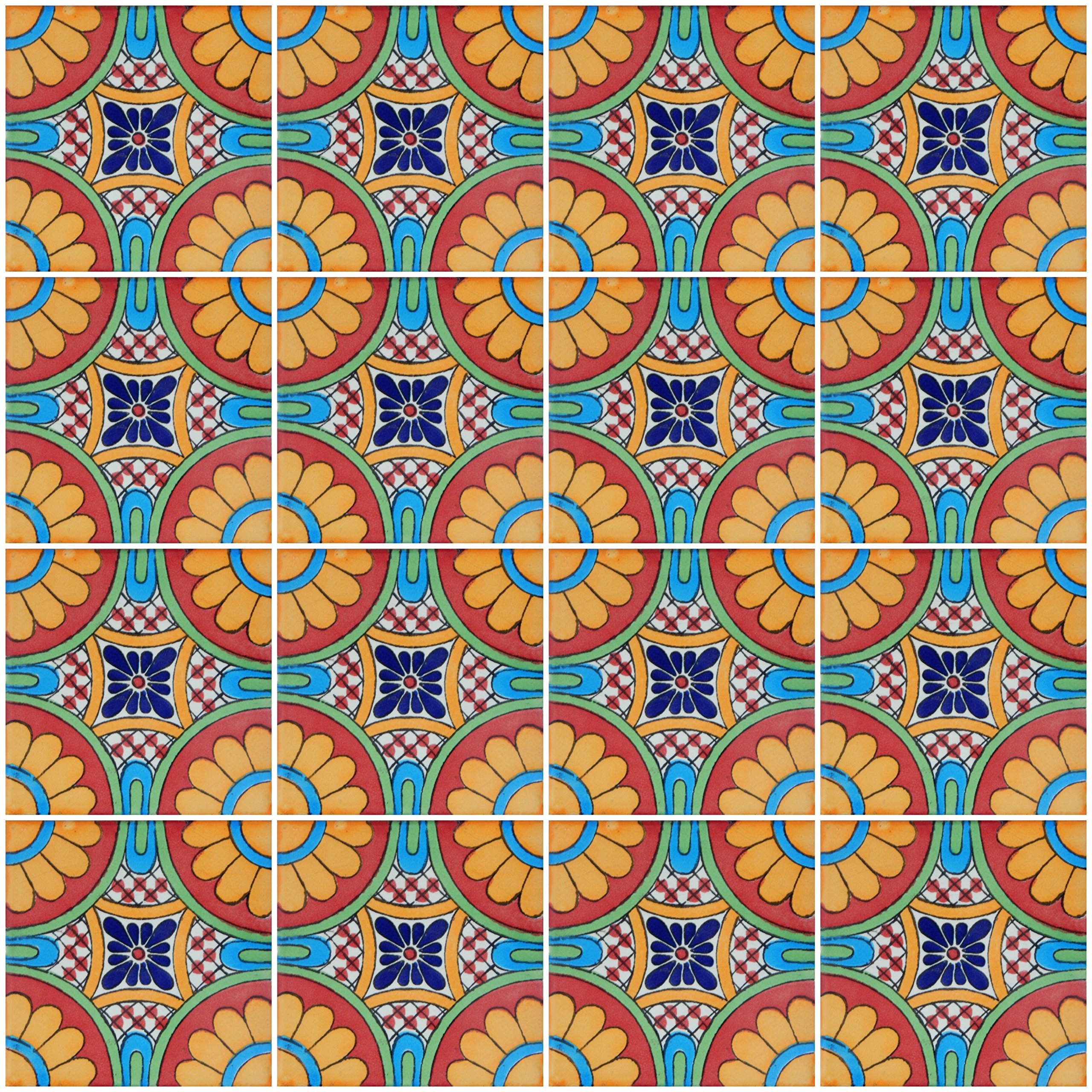 Talavera Mexican Hand Painted Tiles Box of 100