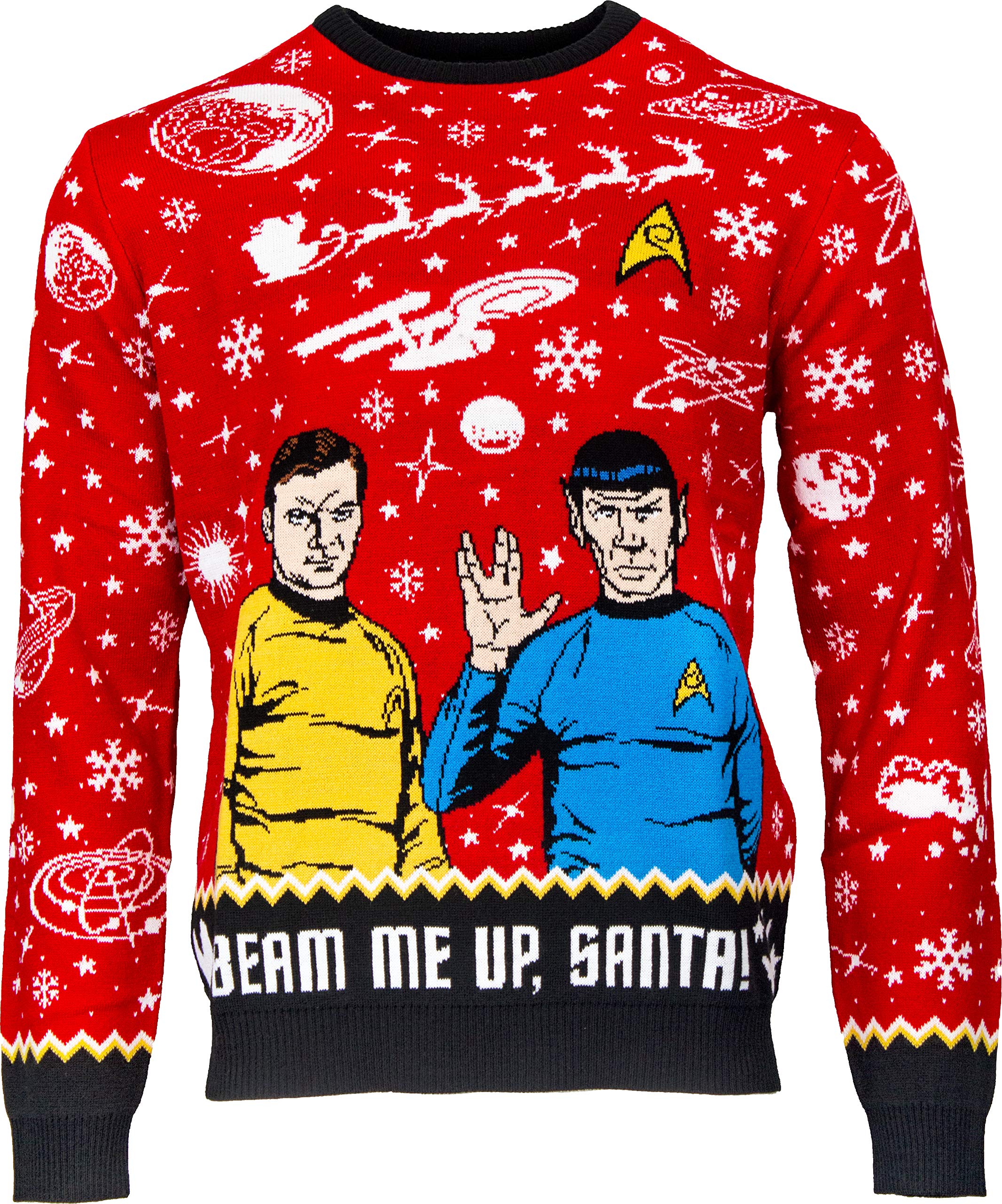 Numskull Official Star Trek ‘Beam Me Up, Santa!’ Unisex Knitted Christmas Jumper, XX-Small - Ugly Novelty Christmas Sweater Gift