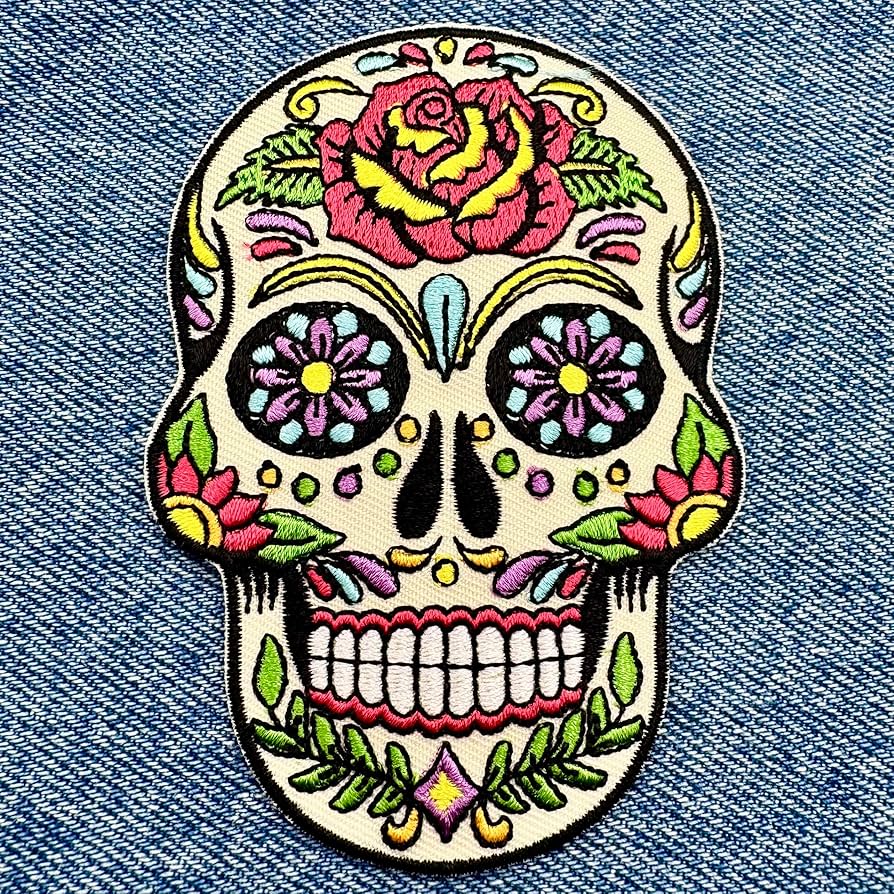 Amazon.com: Sugar Skull Calavera Patch Embroidered Iron-On