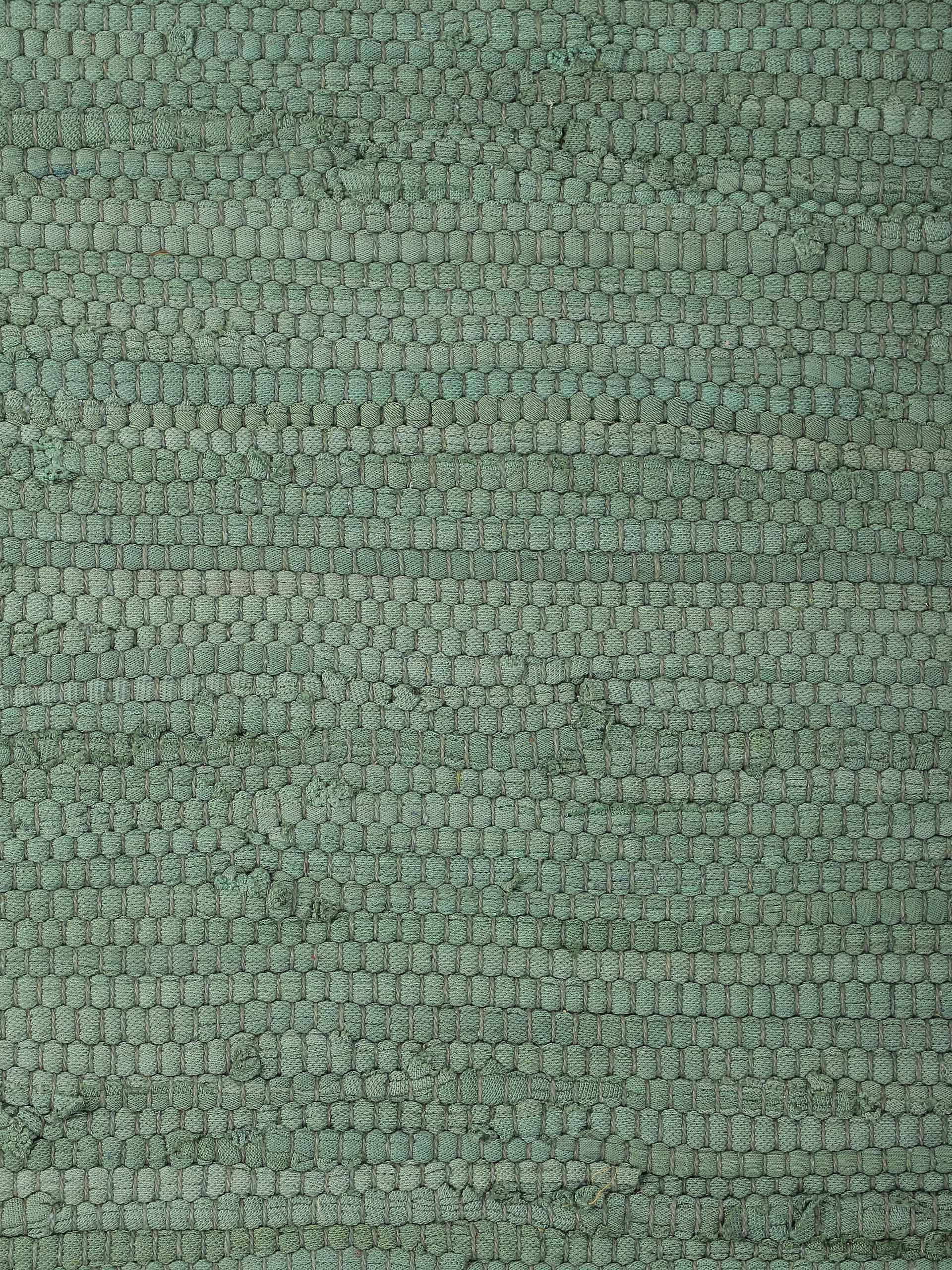 carpetfine Tappeto a tessitura Kilim Chindi Uni verde 140x200 cm, tessuto a mano | Tappeto moderno reversibile in cotone per soggiorno e camera da letto con frange