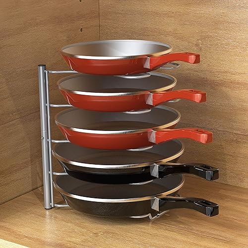 Miniatura 4 de Deco Brothers Pan Organizer Rack for Kitchen Cabinet and Counter, Silver