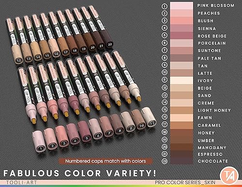 Miniatura 7 de TOOLI-ART Juego de 22 rotuladores de pintura acrílica, serie Pro Color, punta media de 0.118 pulgadas para pintura de roca, vidrio, tazas, madera,