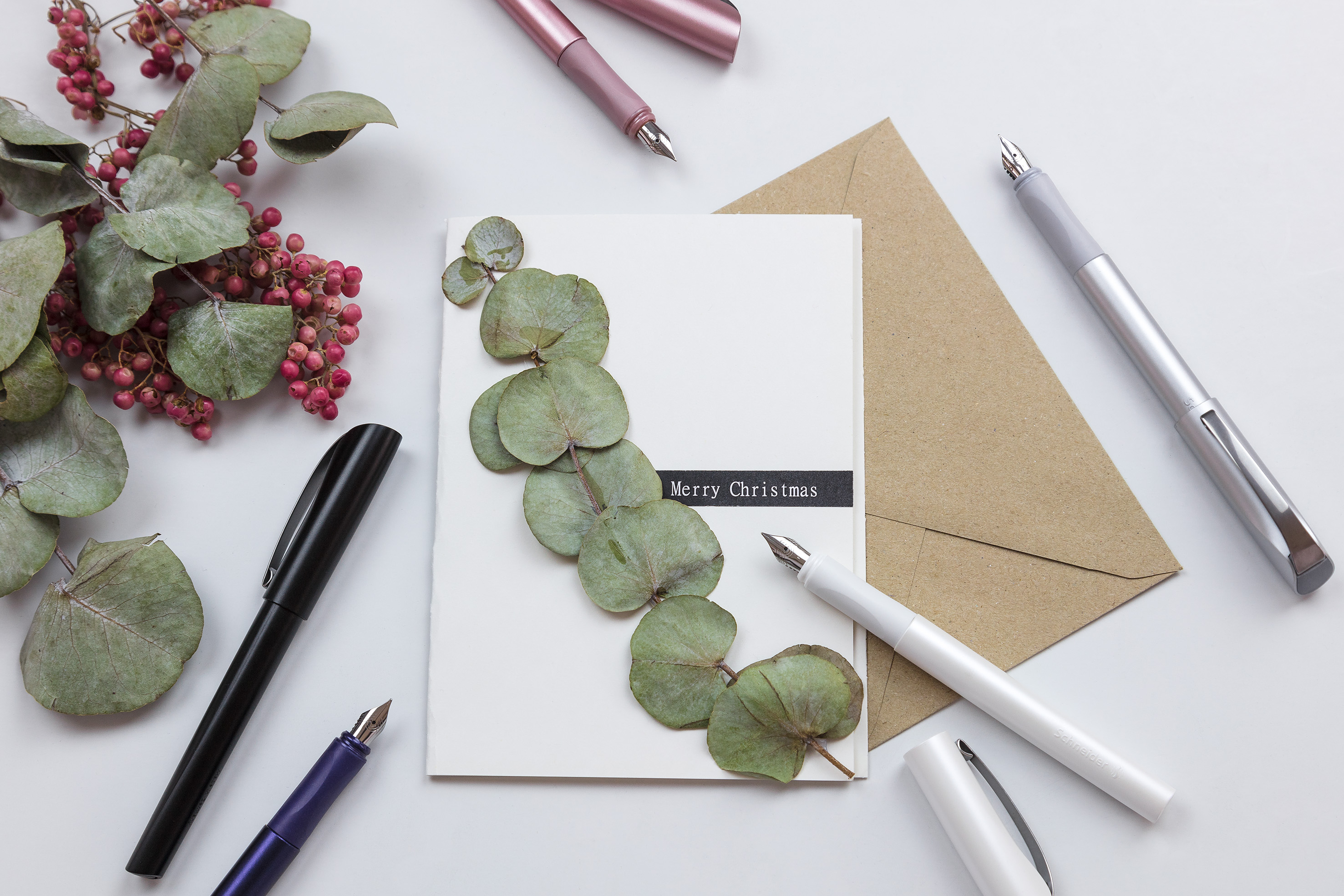 Schneider Ceod Shiny Writing Set - Fountain Pen & Rollerball With Ink Eraser Pink