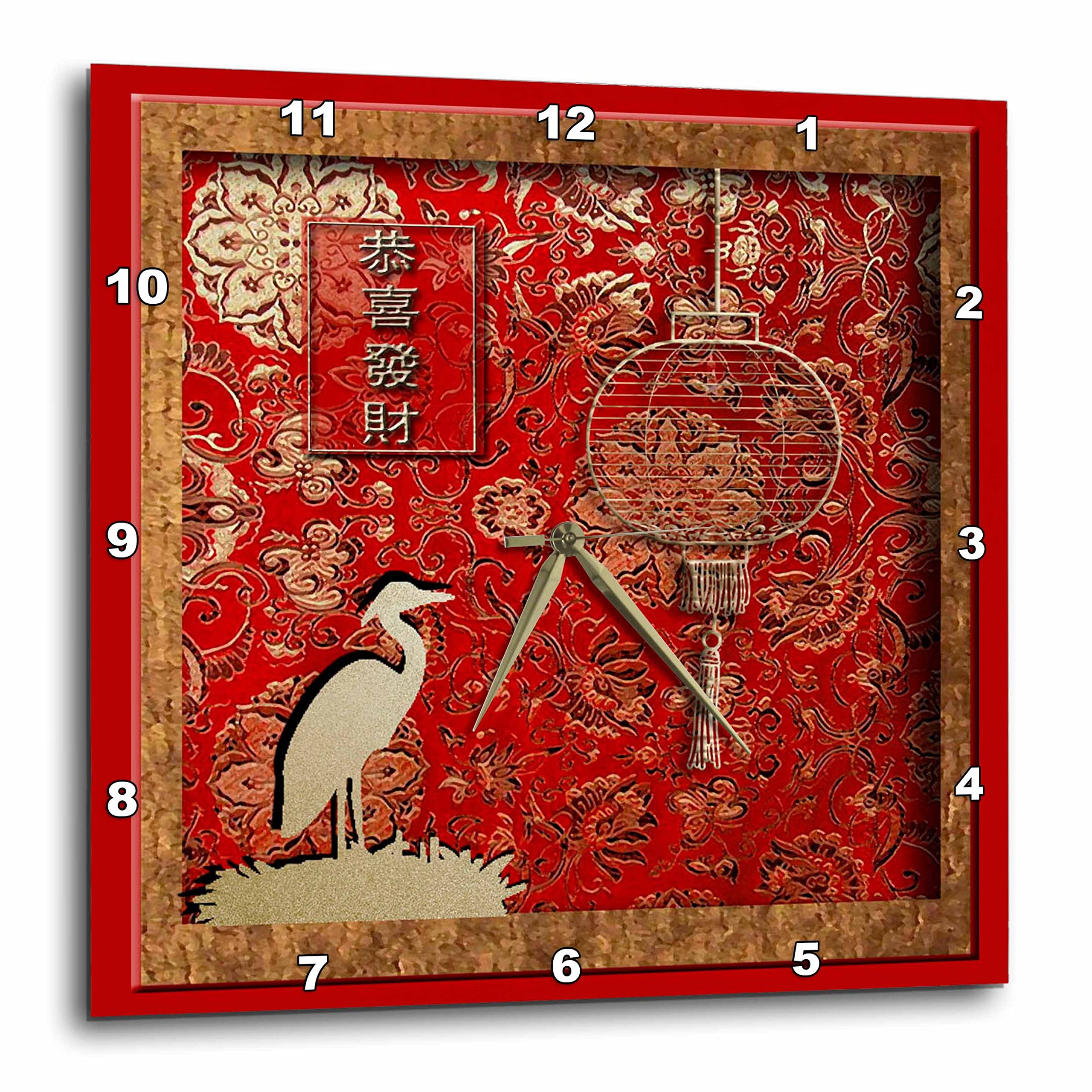 Photo 1 of 3dRose Lantern and Crane May You Have A Happy and Prosperous New Year in Chinese - Wall Clock, 13 by 13-Inch (DPP_12349_2) 13x13 Wall Clock