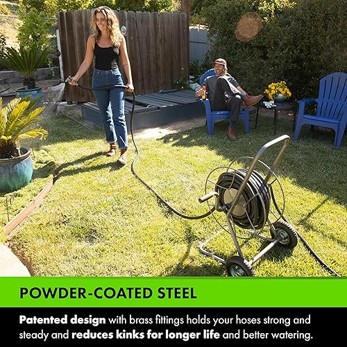 Miniatura 5 de Yard Butler - Carrete de manguera con ruedas, carrete de manguera de metal resistente de 200 pies, adecuado para jardines, césped y exteriores -