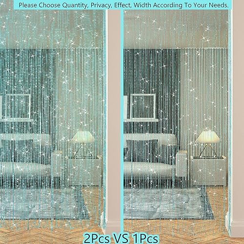 Miniatura 2 de Cortinas de cuerda para puertas, cortinas con cuentas brillantes para puerta, armario abierto, lavandería, colgante, cuentas hippie, panel para