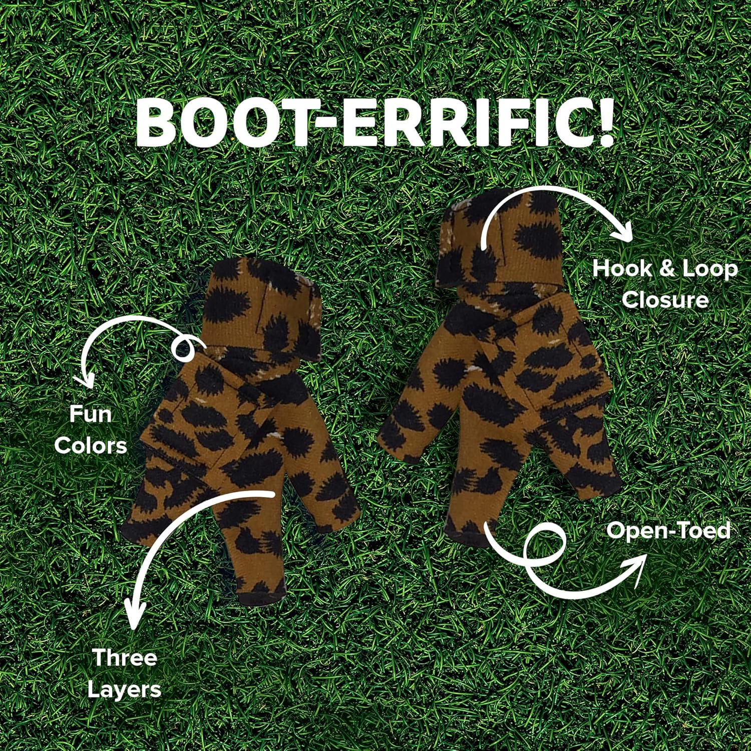Chicken Shoes for Injured Feet – Protective Neoprene Footwear for Chicken, Open-Toe Design for Bumblefoot Relief, Made in USA - Standard, 3" Max. Inside Width, Leopard