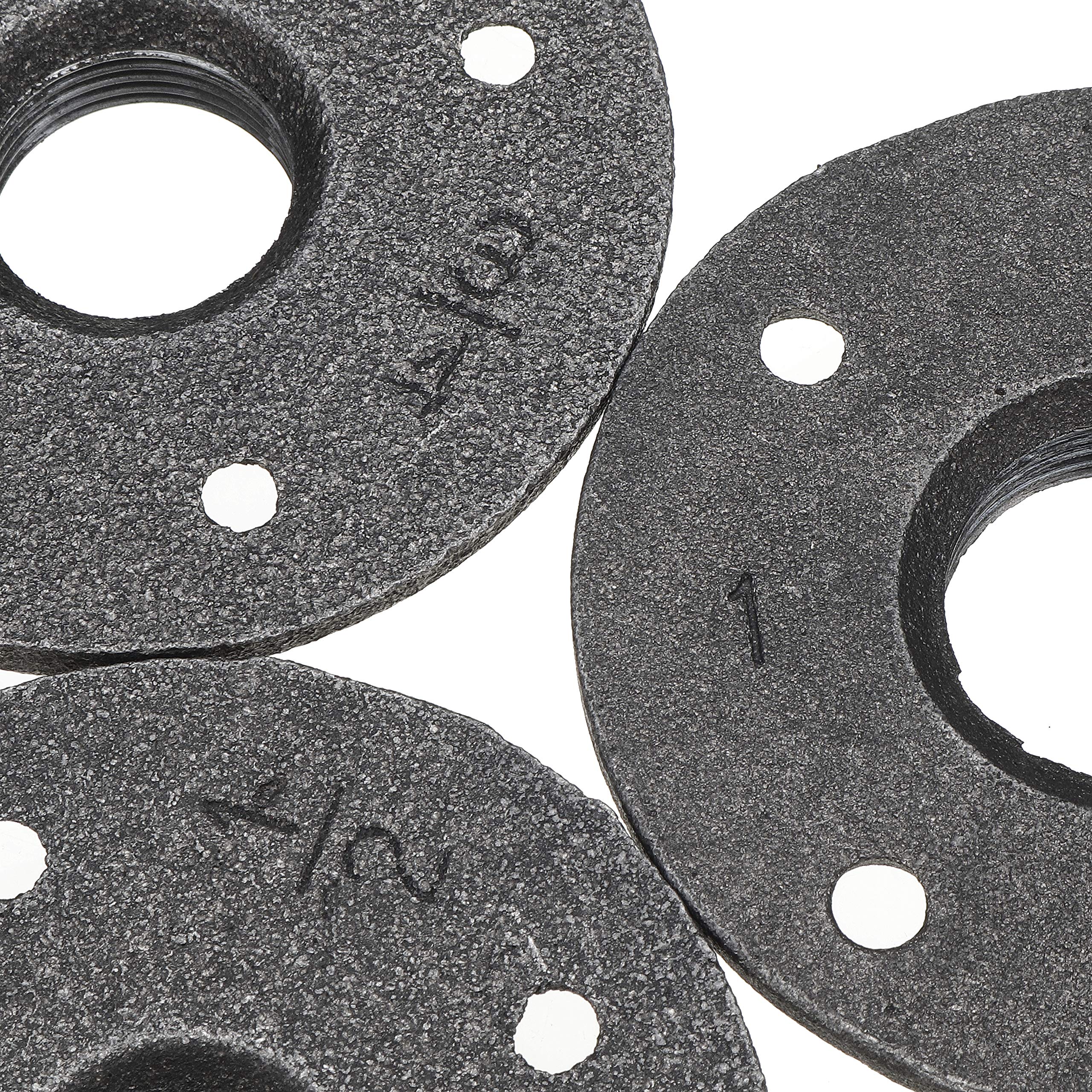 10 Unids/Set 1/2 '3/4' 1 'Placas De Brida De Piso De Hierro Fundido Maleable 4 Agujeros Tubos Negros Accesorios Tubos Industriales Muebles Montaje En Pared Decoración De Bricolaje - 1/2 Pulgada
