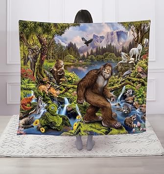 Thick Faux Fur Throw Blanket - Warm and Soft - 1-Ply - Medium Weight - Living Room and Bedroom Decor - Great for a Bed, Chair, Sofa, and Couch - 50" x 60" - Land of The Bigfoot