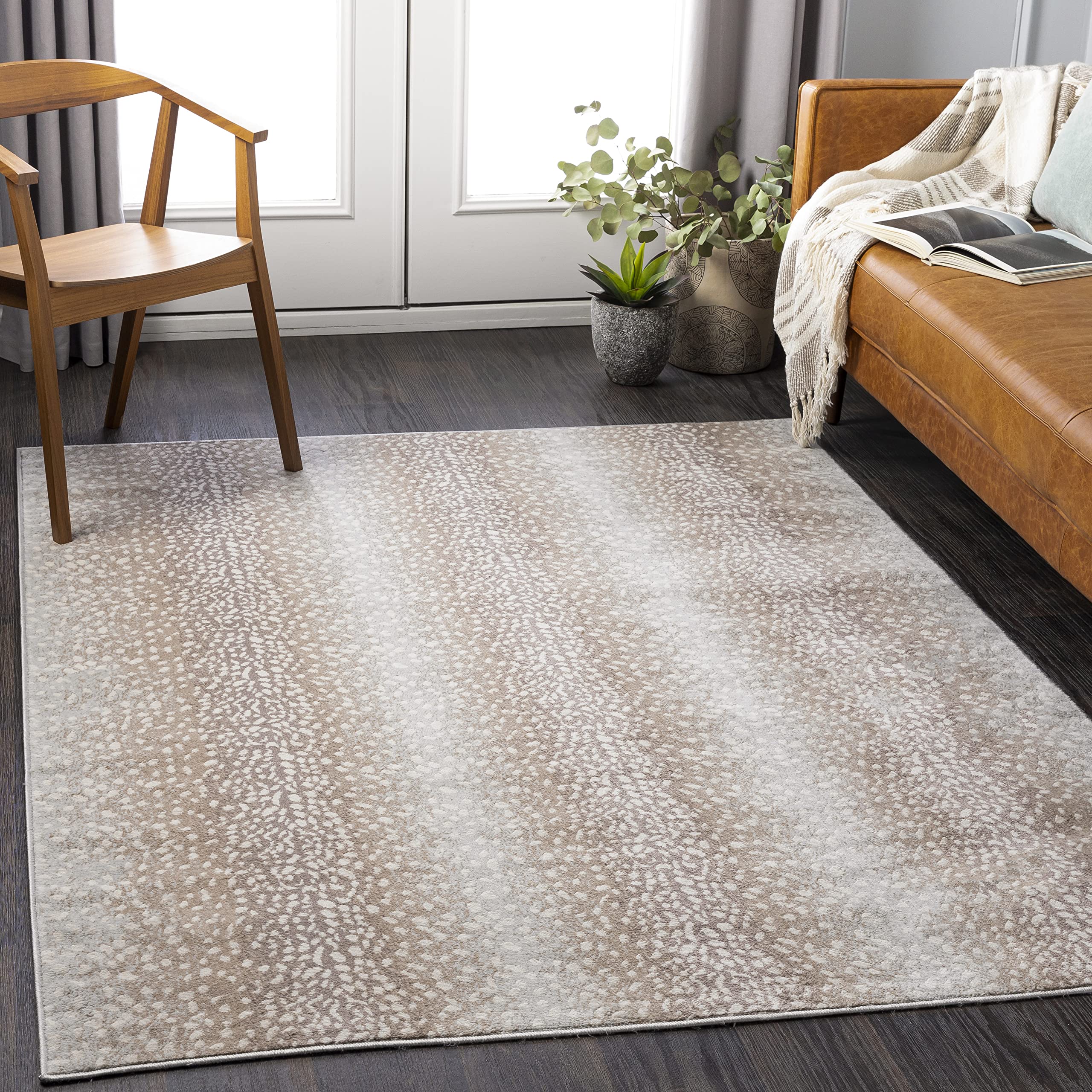 Photo 1 of Livabliss Area Rugs - 9x12 Pablo Modern Antelope Print Tan Gray Rug for Living Room Bedroom - Large Animal Theme Non-Shedding Stain Resistant Carpet for Kitchen, Home Office (9' x 12'3")