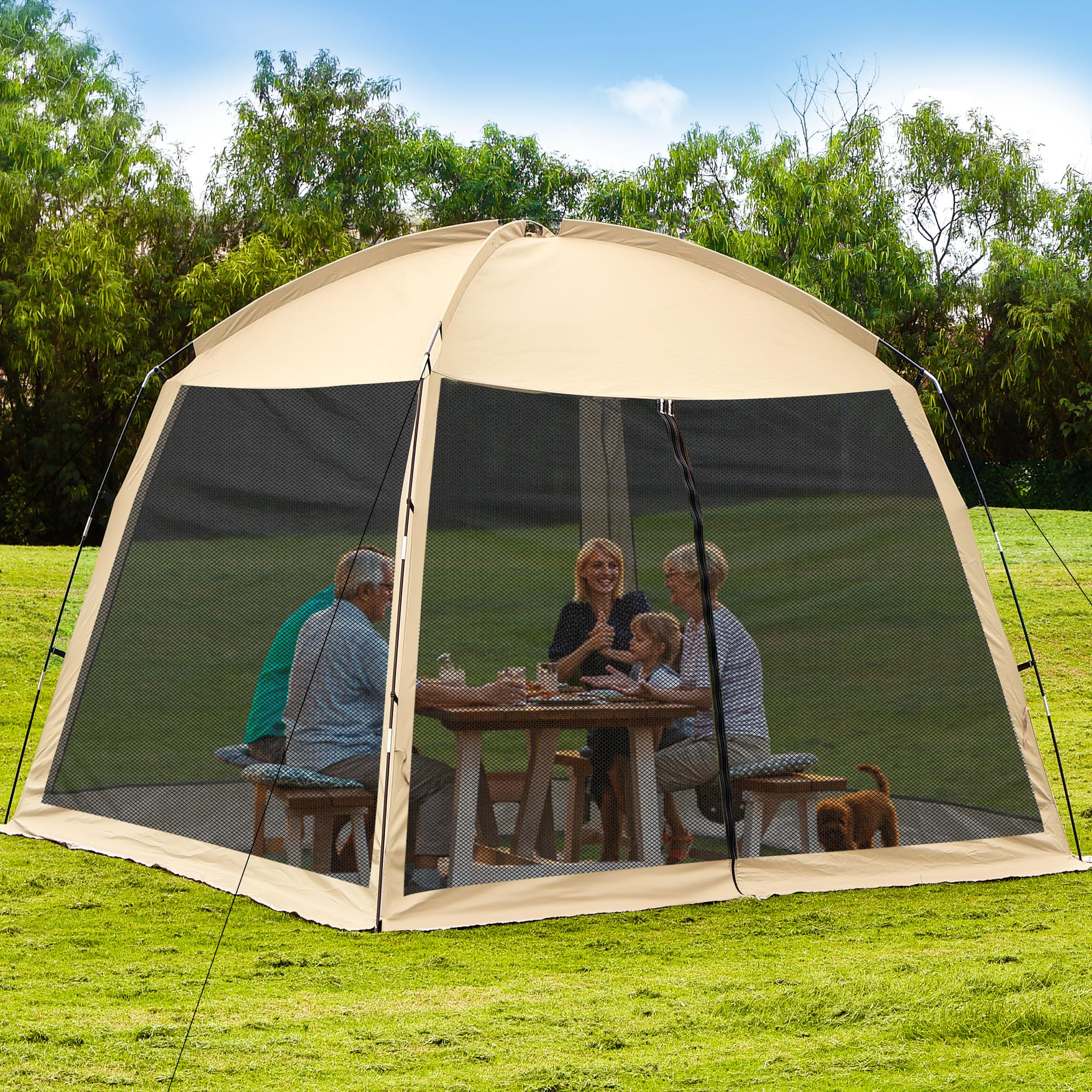 12' X 12' Screen House Room - Camping Screen Tent 8-10 Person&Instant UV Resistant Sun Shelter,Easy to Set Up&Mosquito Net Tent&Waterproof,Suitable for Family Camping Trip,Backyard,Picnic