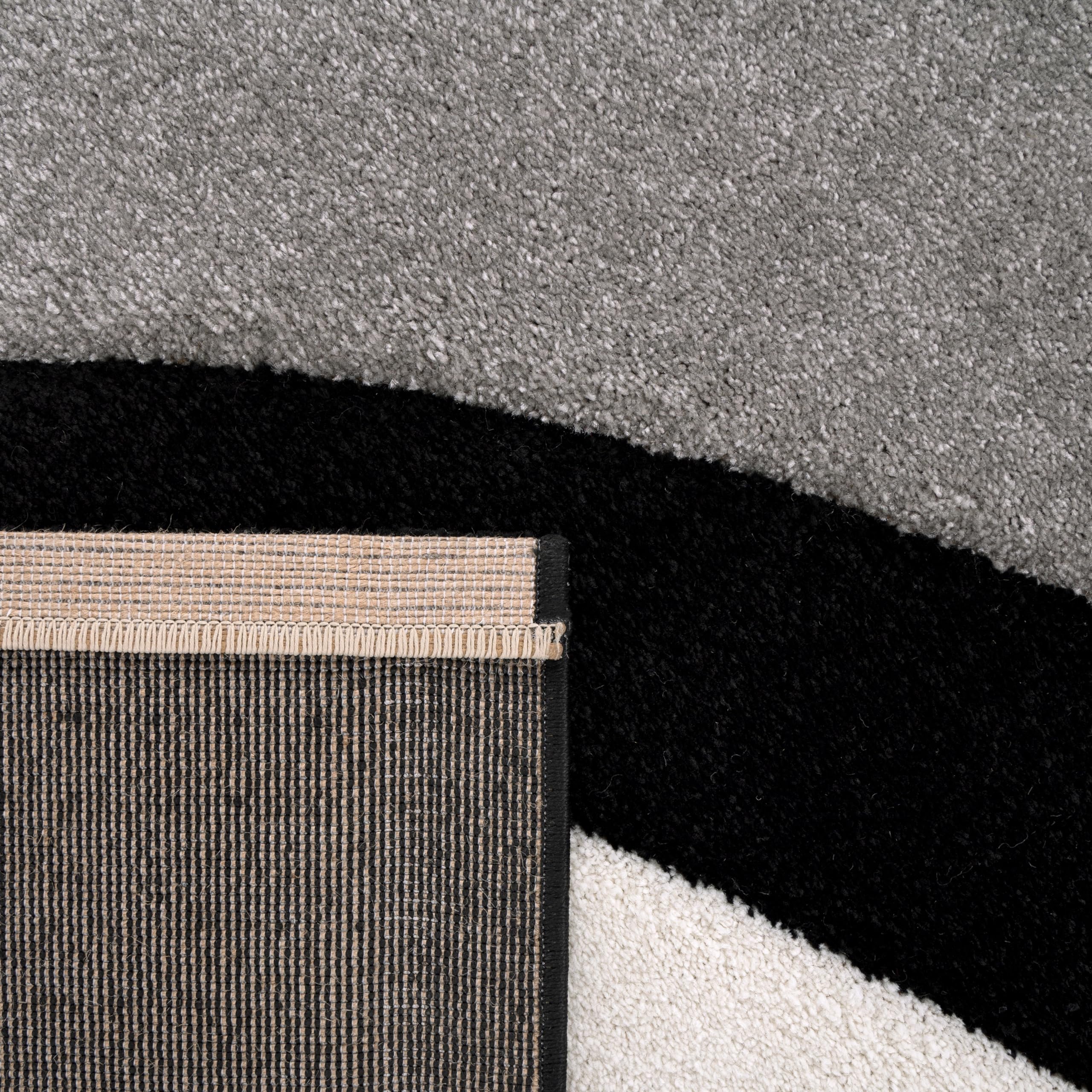 Paco Home Tapis De Créateur Aux Contours Découpés Motif Vagues en Gris Noir Blanc, Dimension:120x170 cm