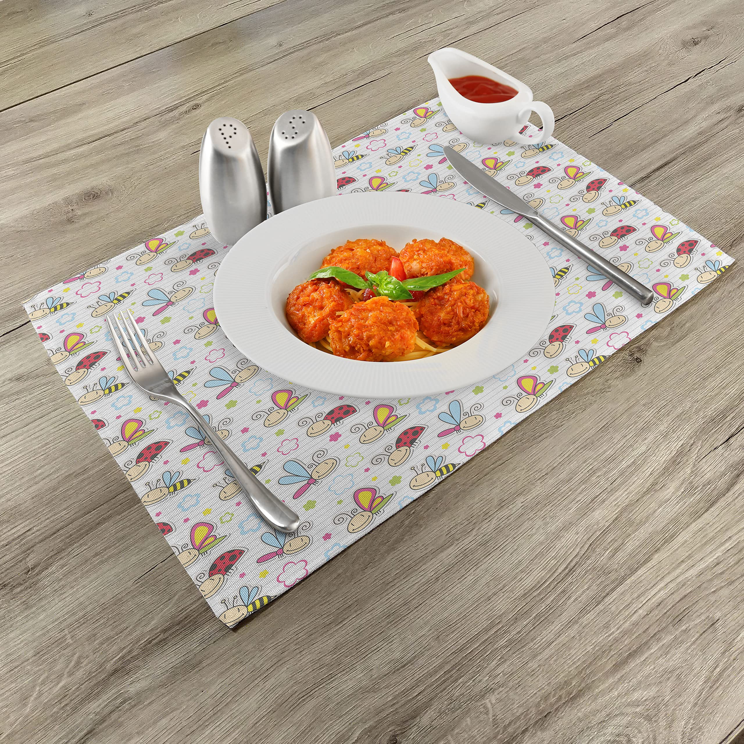 Tovagliette all'americana Set di 4 Tovagliette per tavolo da pranzo Tovagliette di stoffa Tovagliette per cucina Tovaglietta per interni ed esterni,Doodle Arte Cuore Rosso San Amanti