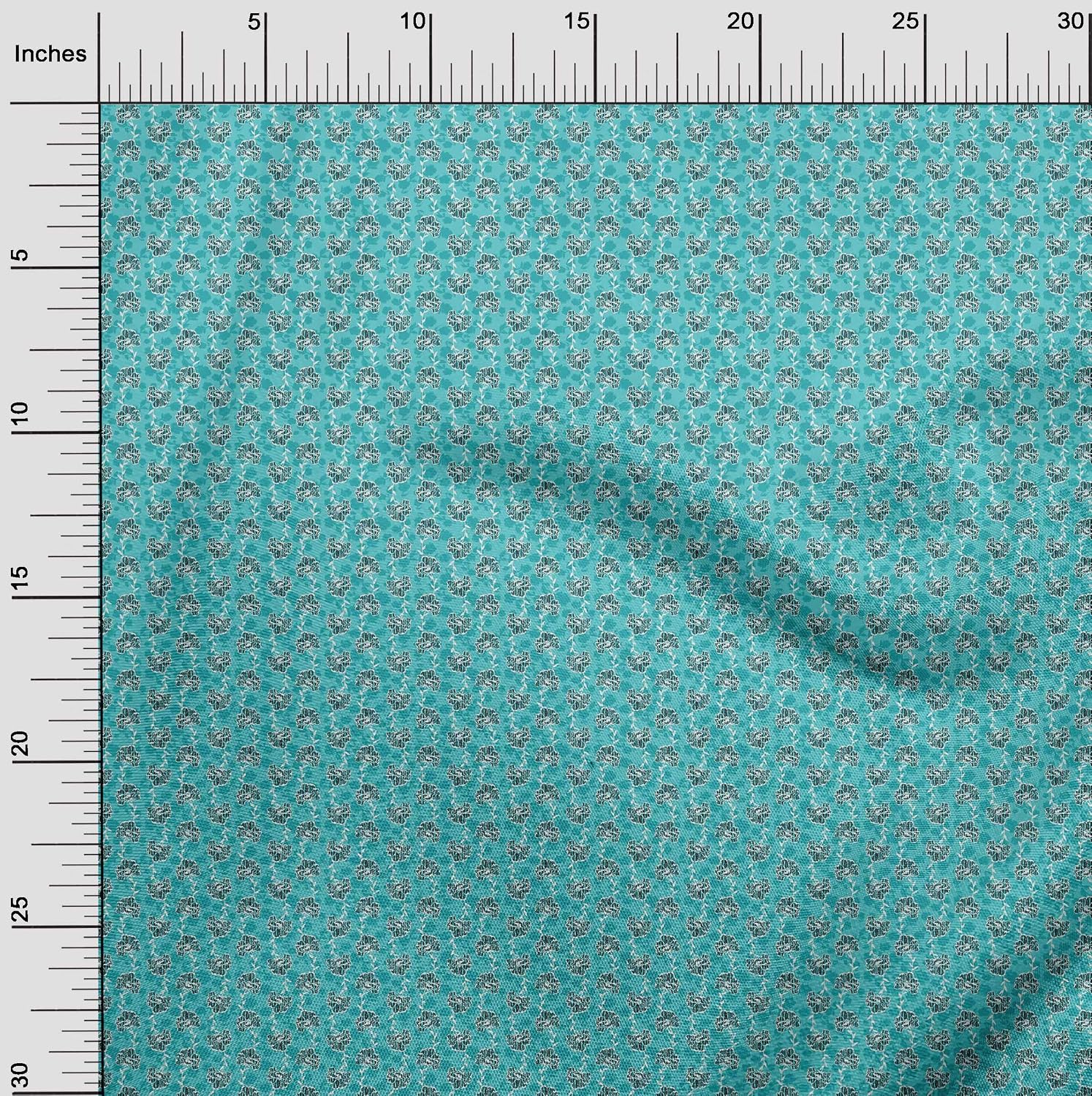 oneOone Cotton Flex Light Blue Fabric Leaves & Floral Artistic Sewing Fabric by The Yard Printed DIY Clothing Sewing Supplies 40 Inch Wide